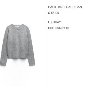 Zara grey cardigan with silver buttons - size L